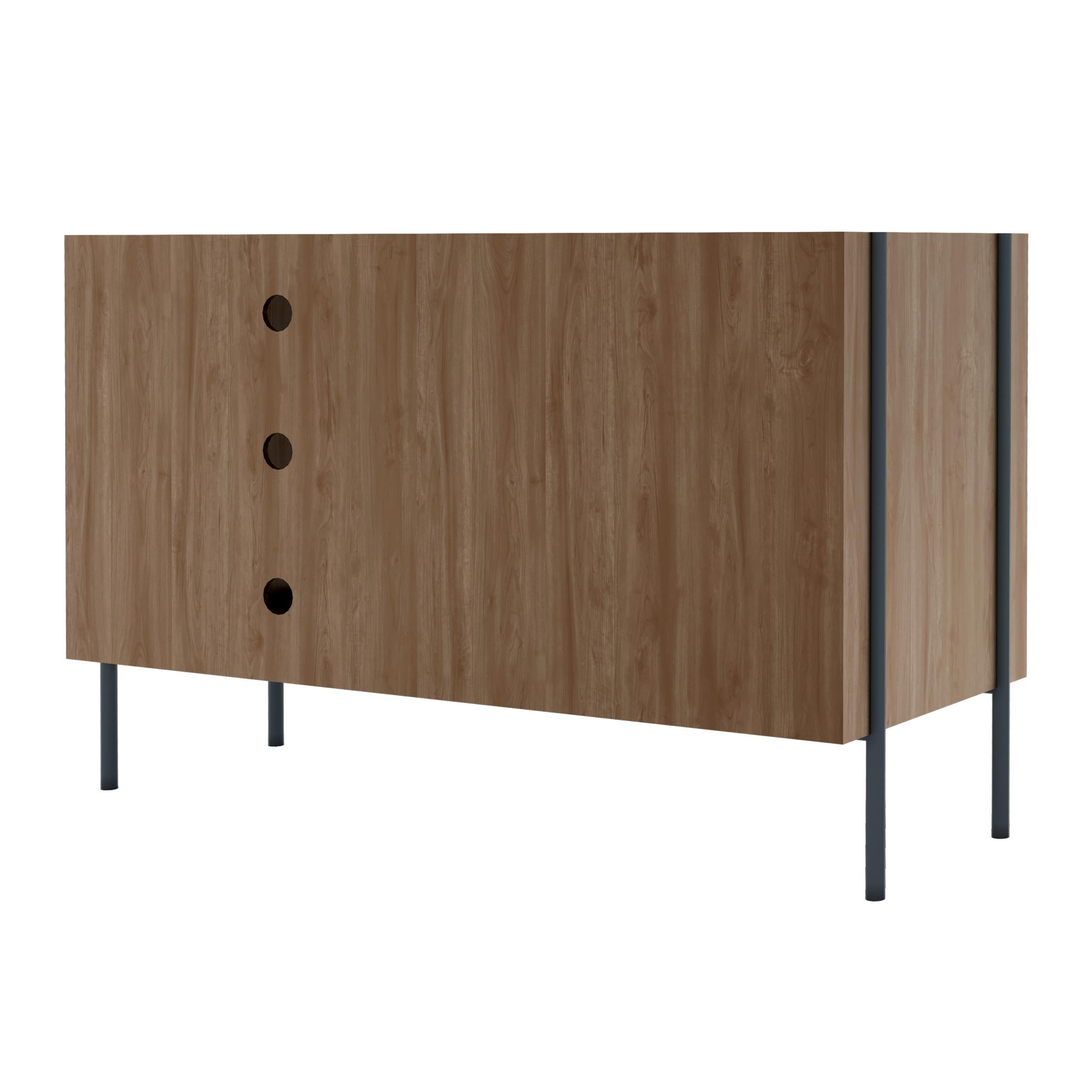 Portoghese Credenza alta Gabin in metallo grigio ardesia Nature di HARTO in vendita