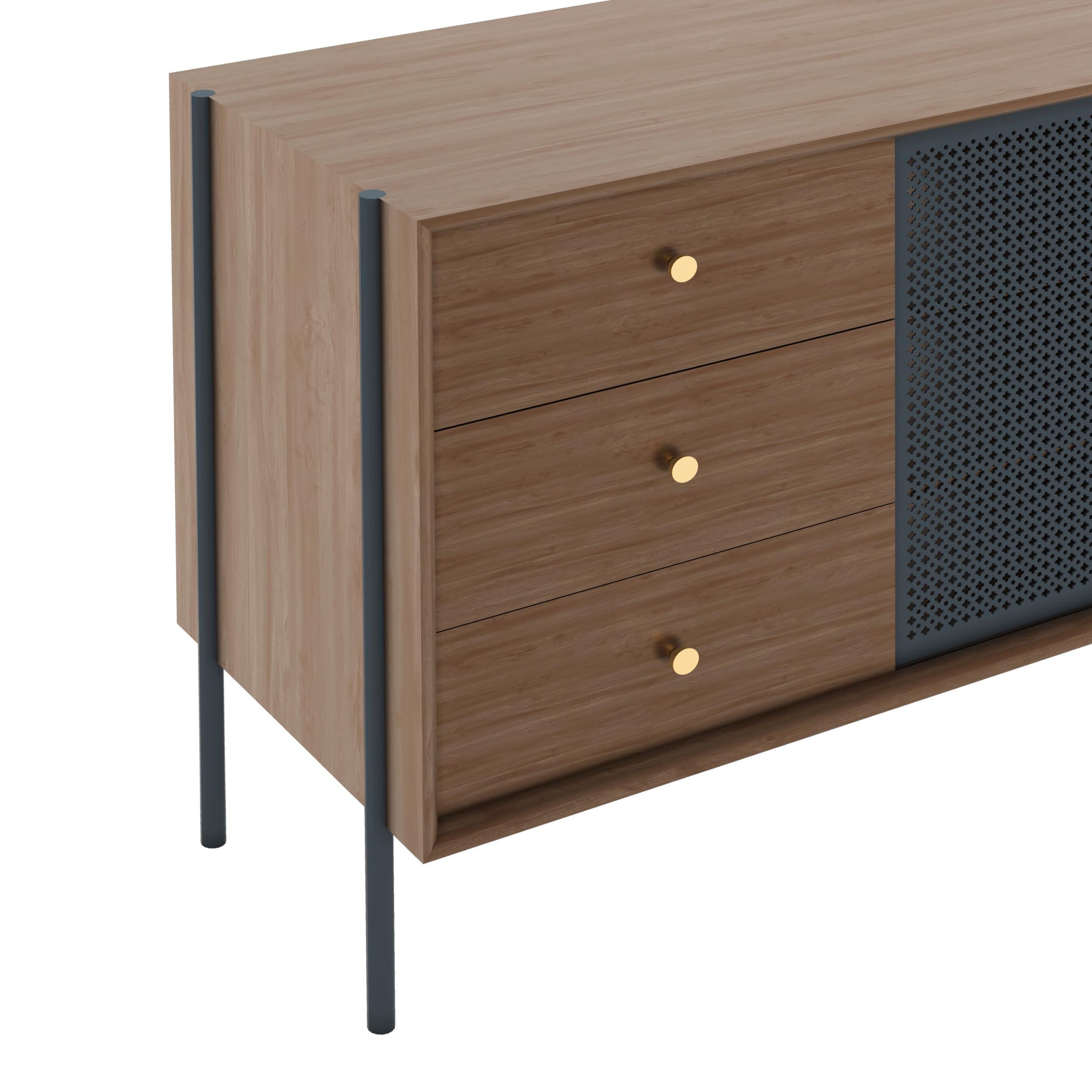 Credenza alta Gabin in metallo grigio ardesia Nature di HARTO In condizioni Nuovo in vendita a Geneve, CH