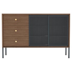 Aparador alto Gabin metal gris pizarra nogal natural by HARTO