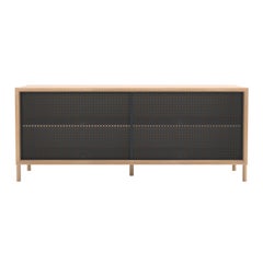 Slate Grey Metal Gabin Sideboard 122 cm Natural Oak by HARTO