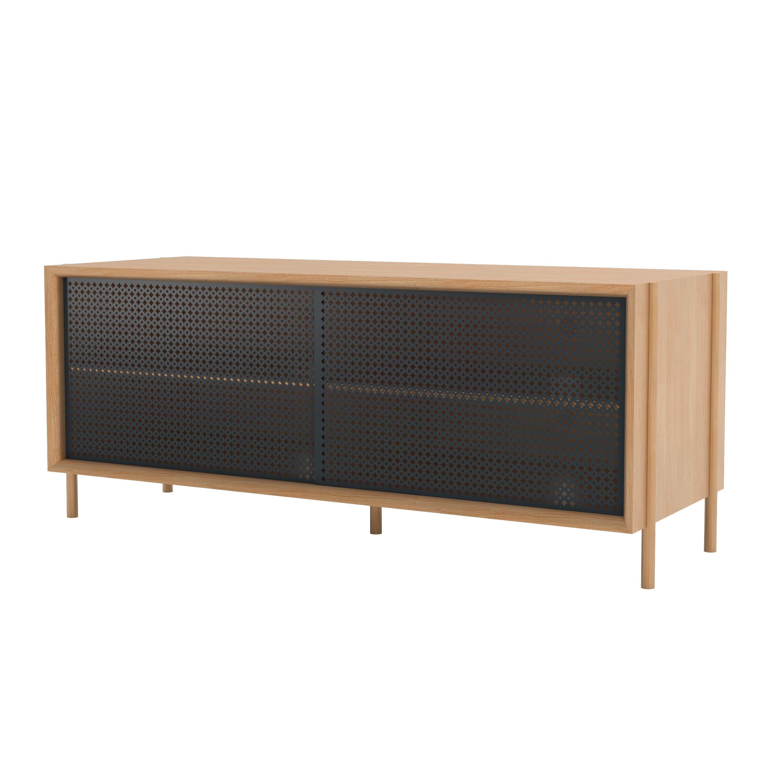 Aparador Gabin de metal gris pizarra 122 cm Roble natural by HARTO Posmoderno en venta