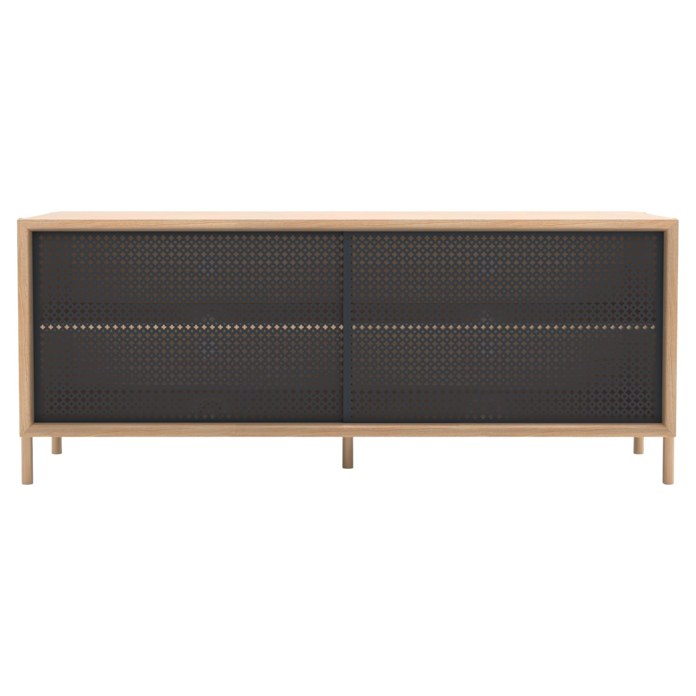 Aparador Gabin de metal gris pizarra 122 cm Roble natural by HARTO