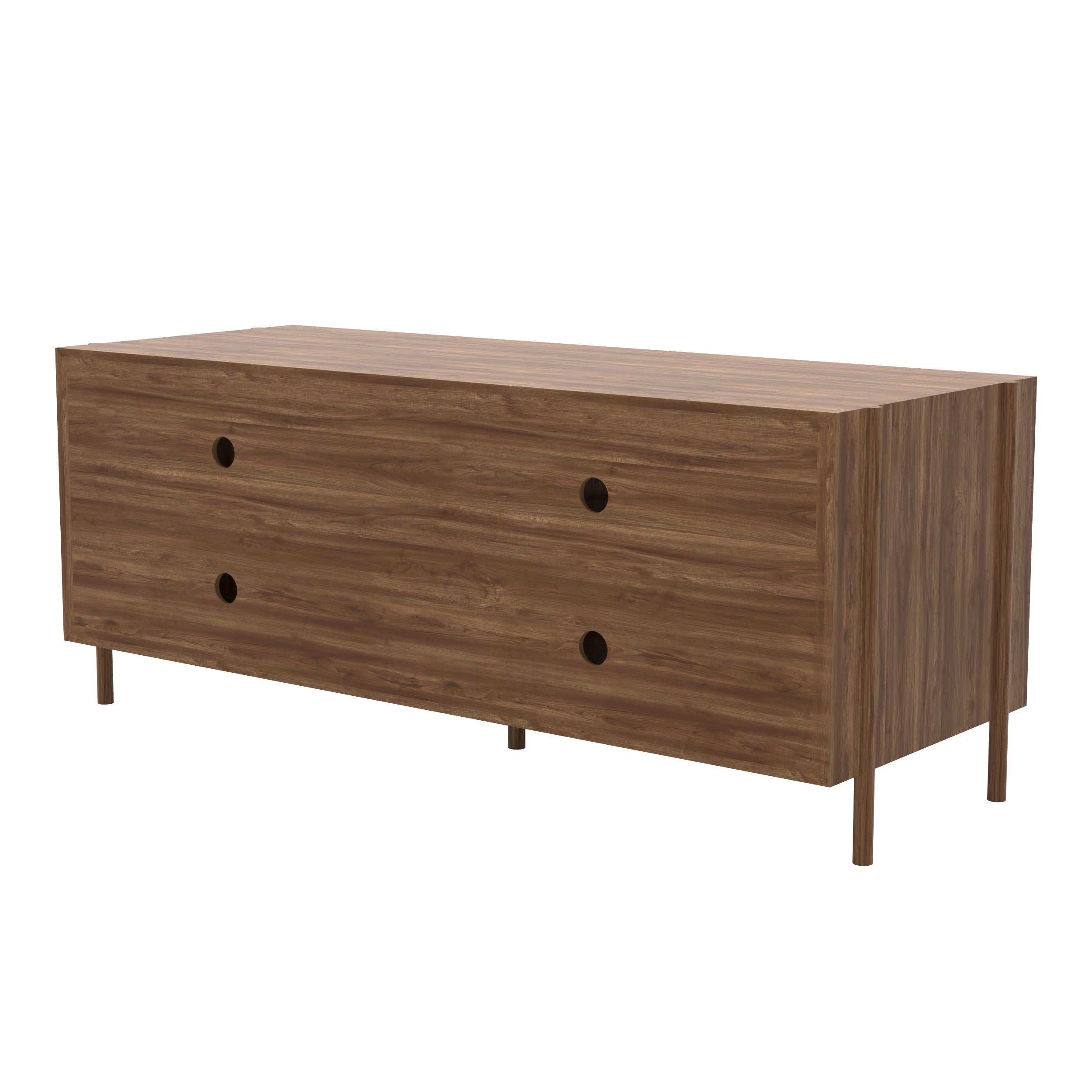 Portoghese Credenza Gabin in metallo grigio ardesia 122 cm Nature Walnut di HARTO in vendita