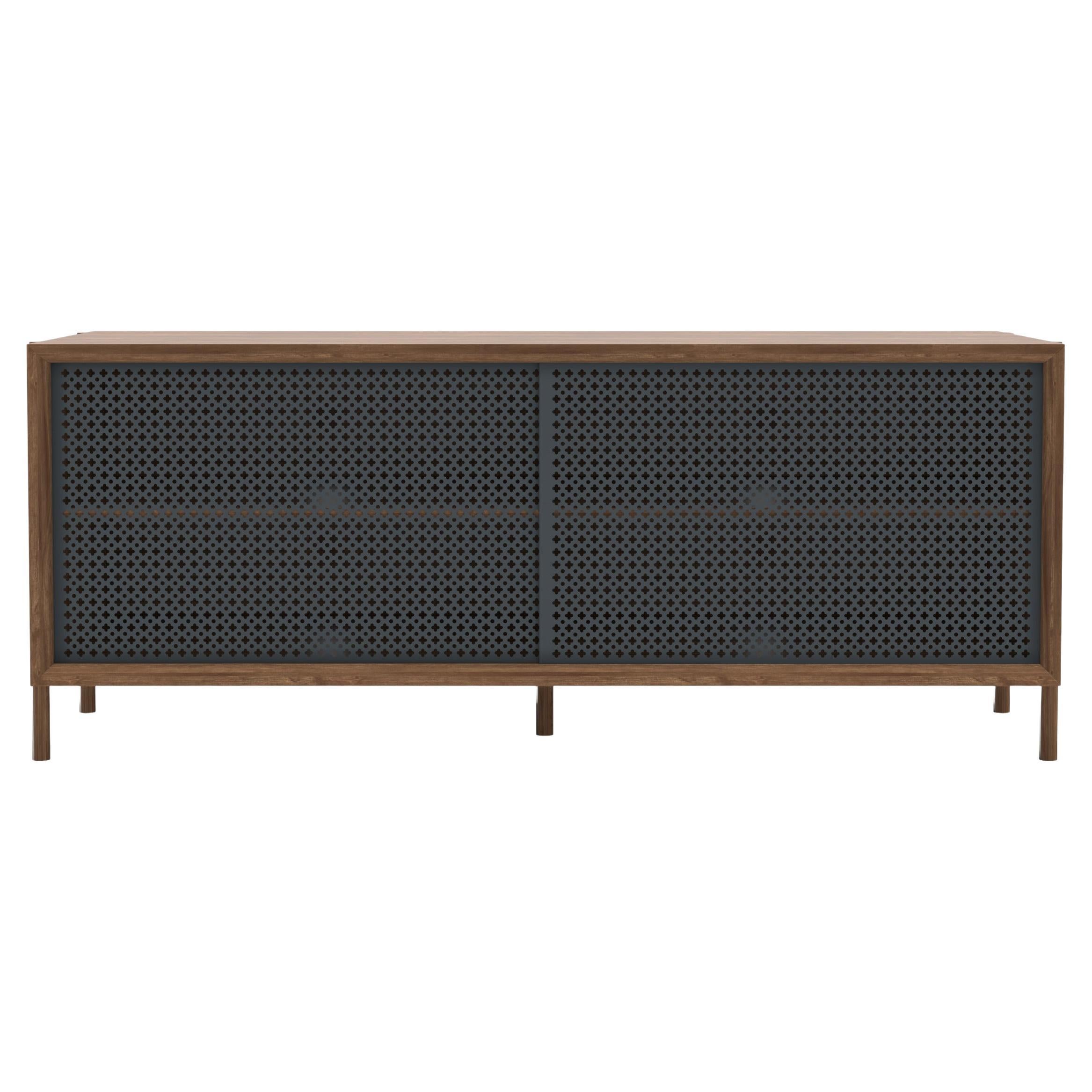 Aparador Gabin de metal gris pizarra 122 cm Nogal natural by HARTO