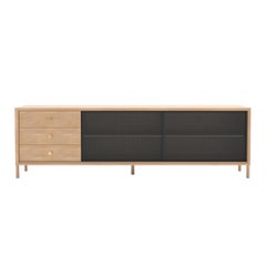 Gabin Sideboard 162 cm aus Schiefergrauem Metall mit Schubladen aus Eiche Natur von HARTO