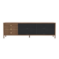 Gabin Sideboard 162 cm aus Schiefergrauem Metall mit Schubladen aus natürlichem Nussbaumholz von HARTO