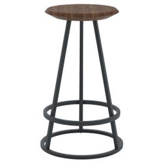 Sgabello Gustave in metallo grigio ardesia 65 cm Nature Walnut di HARTO