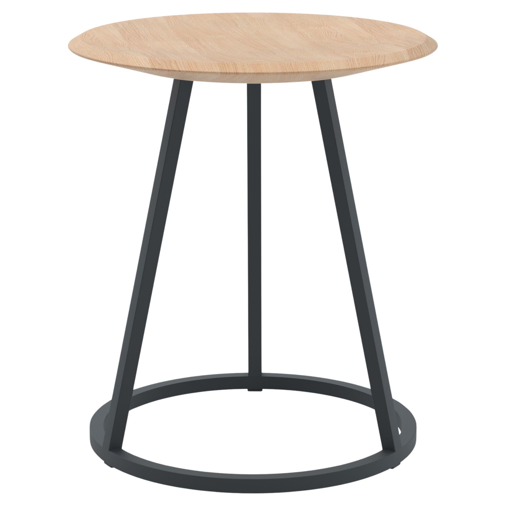 Slate Grey  Metal Gustave Stool 45 cm Natural Oak by HARTO