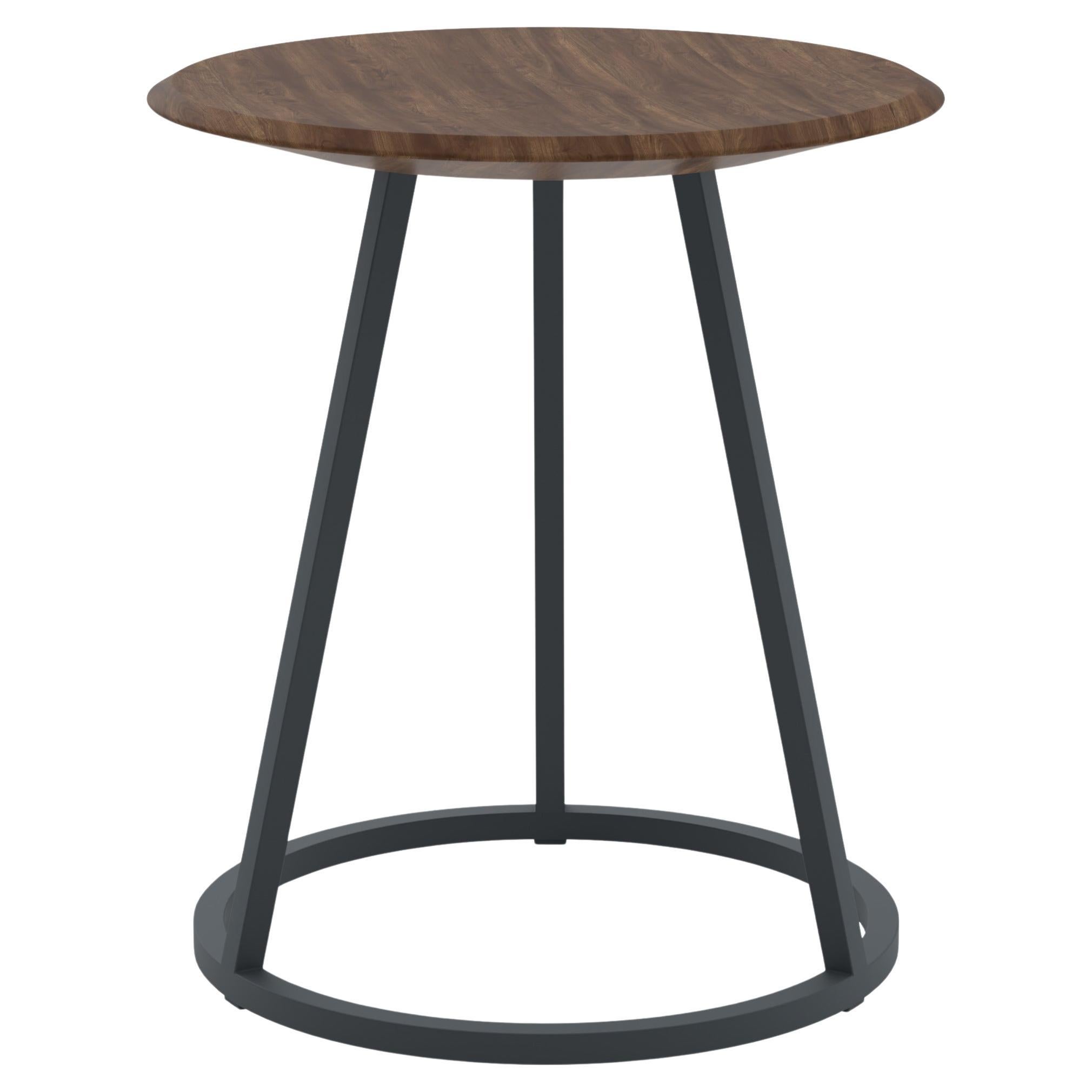 Slate Grey Metal Gustave Stool 45 cm Natural Walnut by HARTO