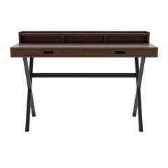 Slate Grey Metal Hyppolite Writing Desk Natural Walnut by HARTO