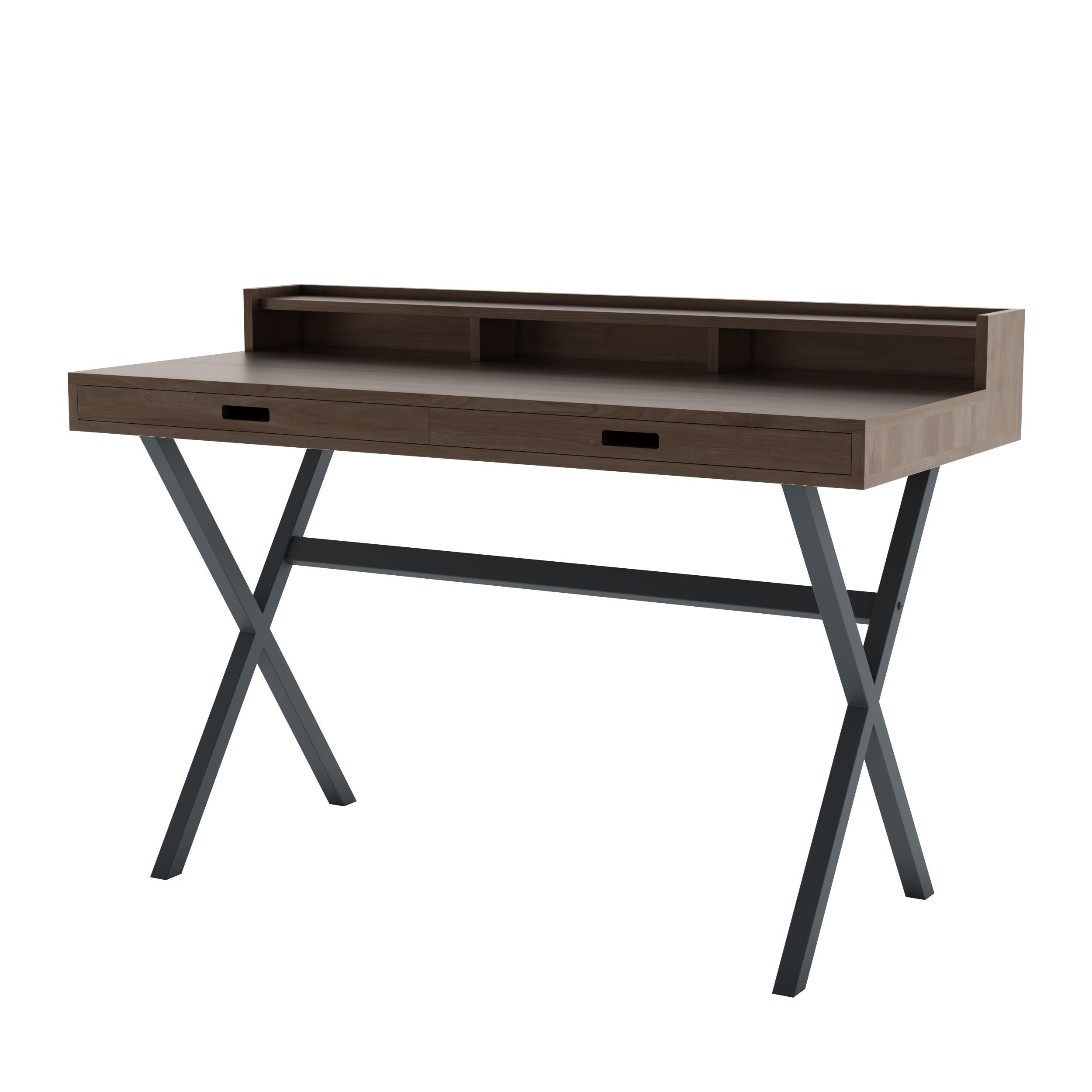 Postmoderno Scrivania Hyppolite in metallo grigio ardesia Nature Walnut di HARTO in vendita
