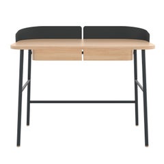 Slate Grey Metal Victor Desk Natural Oak by HARTO