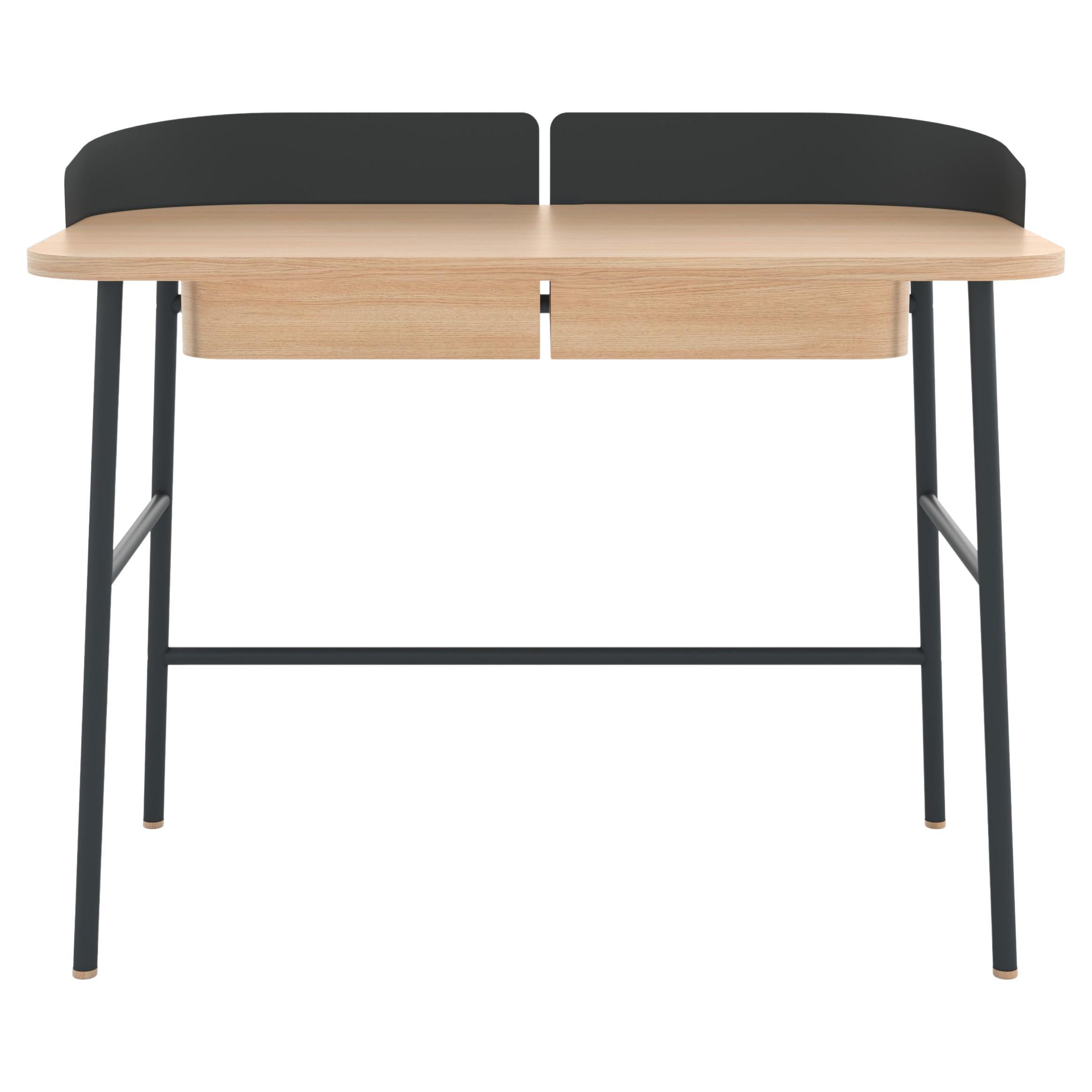 Schiefergrauer Metallschreibtisch Victor Natural Oak von HARTO