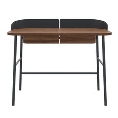Slate Grey Metal Victor Desk Natural Walnut by HARTO