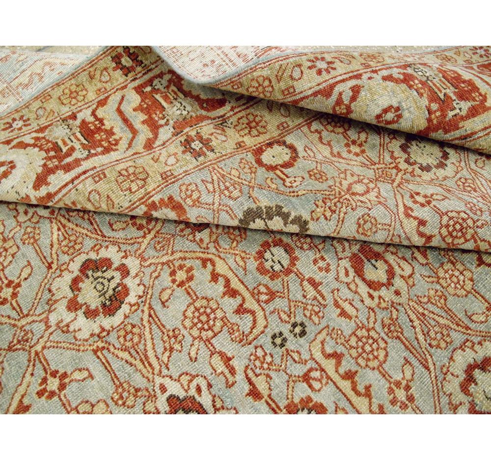 Slate Grey & Rust Early 20th Century Handmade Persian Tabriz Room Size Carpet 2