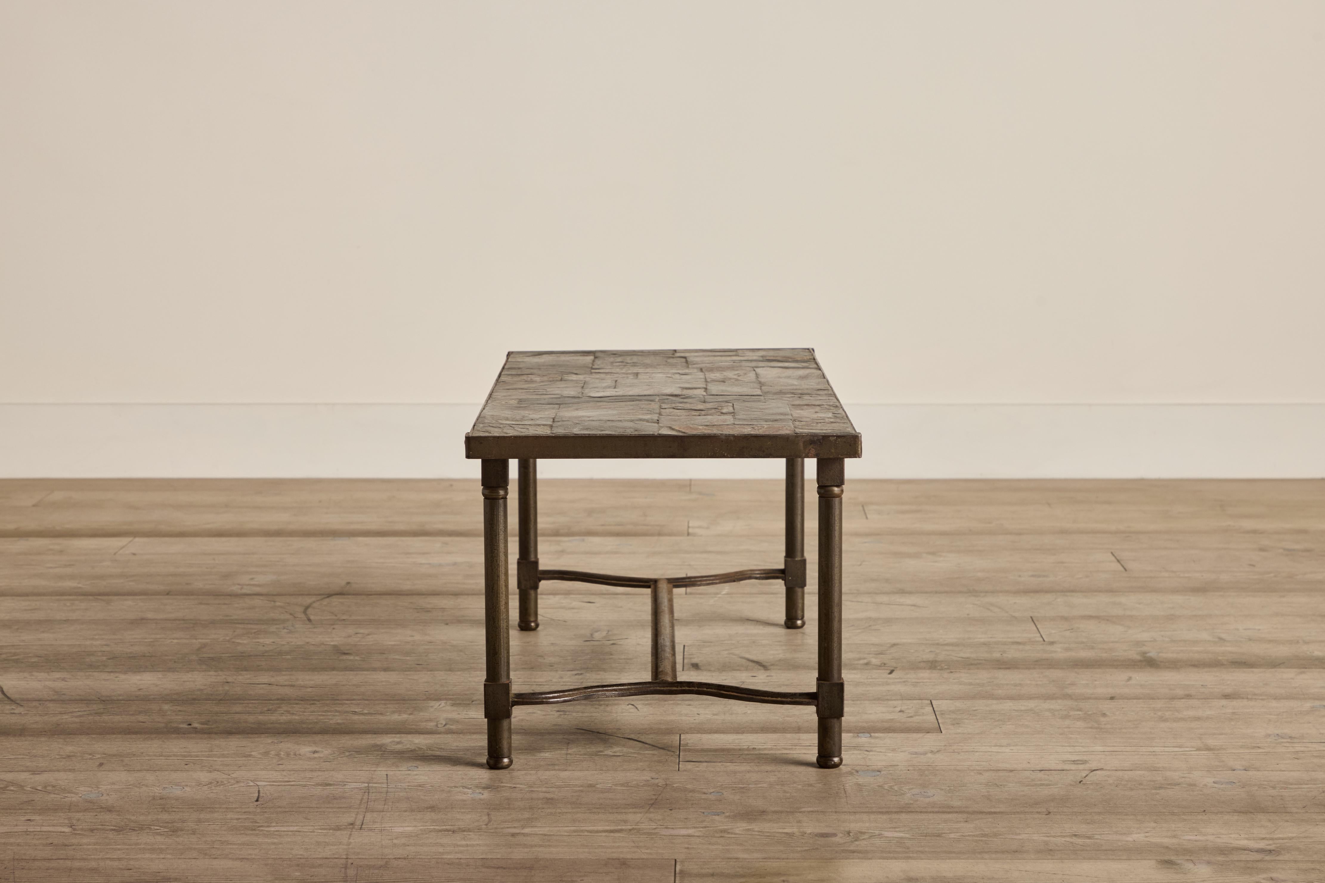 Slate & Iron Coffee Table In Good Condition For Sale In Los Angeles, CA