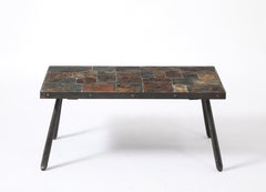 Slate & Iron Coffee Table, France 1950's