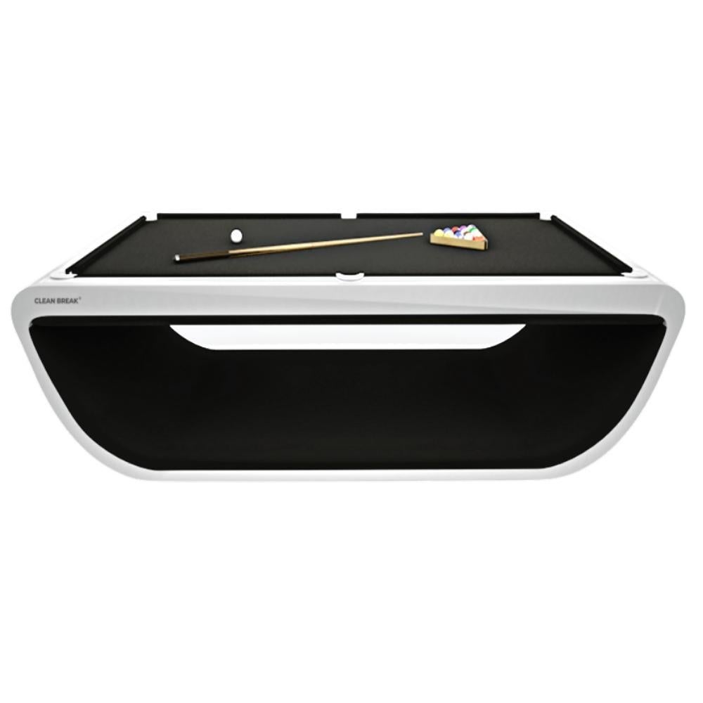 Slate Modern Pool Tables Moonstone Brown Lacquered Solid Oak, Purple Draize Felt For Sale 2