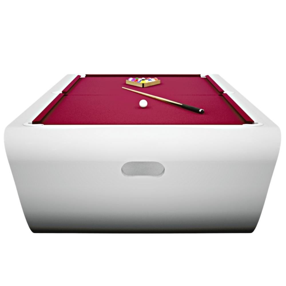 Slate Modern Pool Tables Moonstone Brown Lacquered Solid Oak, Purple Draize Felt For Sale 5