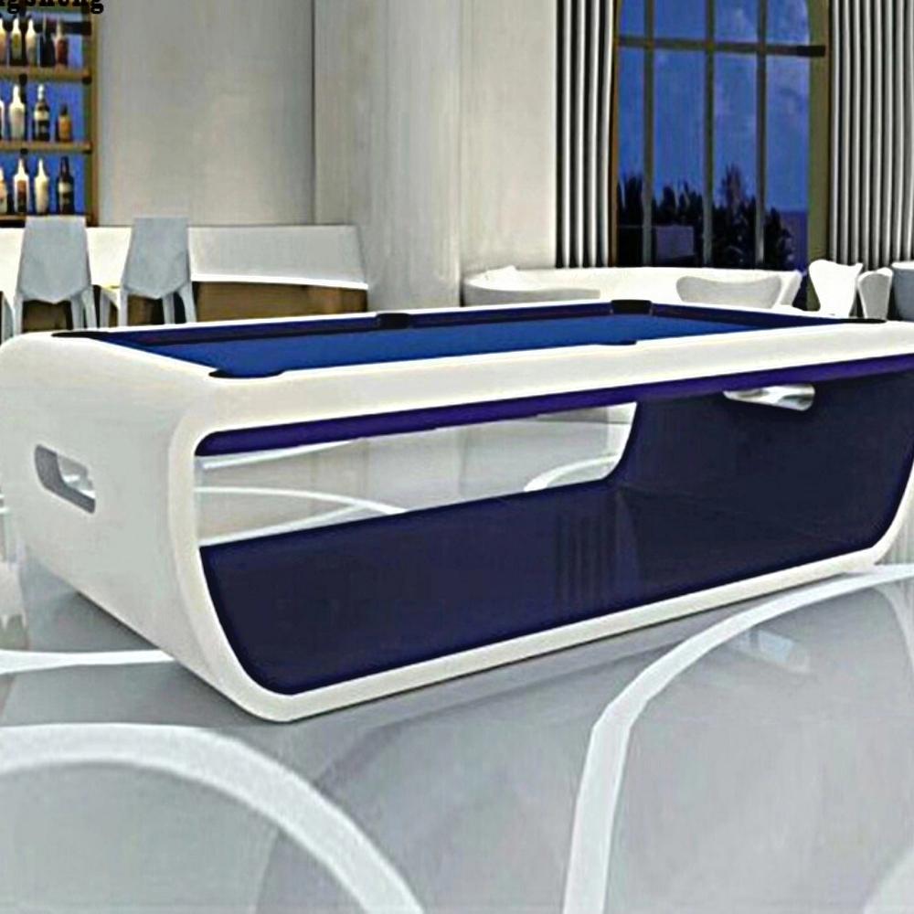 Slate Modern Pool Tables Moonstone Brown Lacquered Solid Oak, Purple Draize Felt For Sale 7