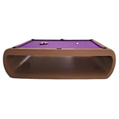 Slate Modern Pool Tables Moonstone Brown Lacquered Solid Oak, Purple Draize Felt