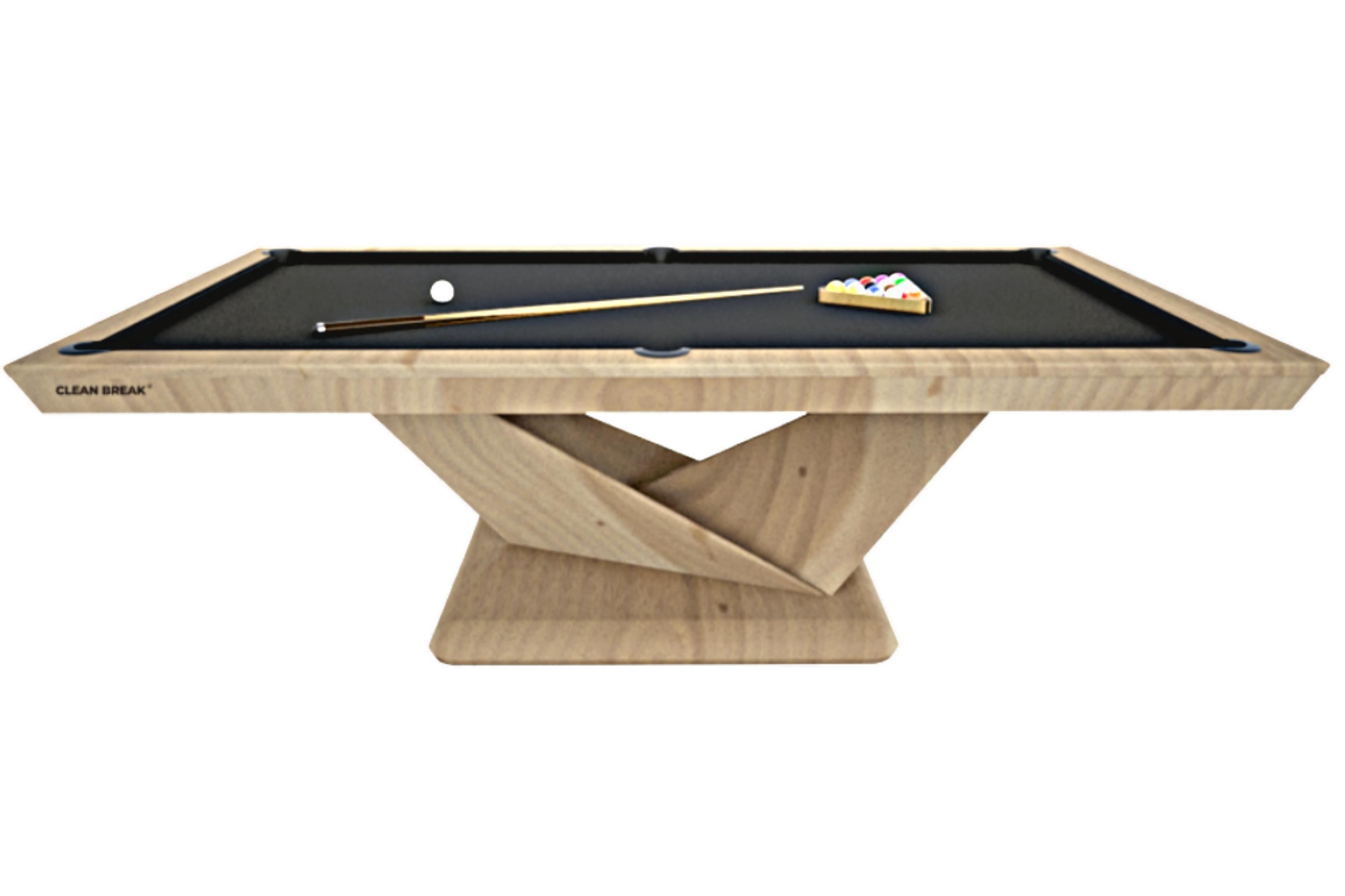 Chinese Slate Pool Tables Modern Striking V-legs Design Solid Oak, Red Felt For Sale