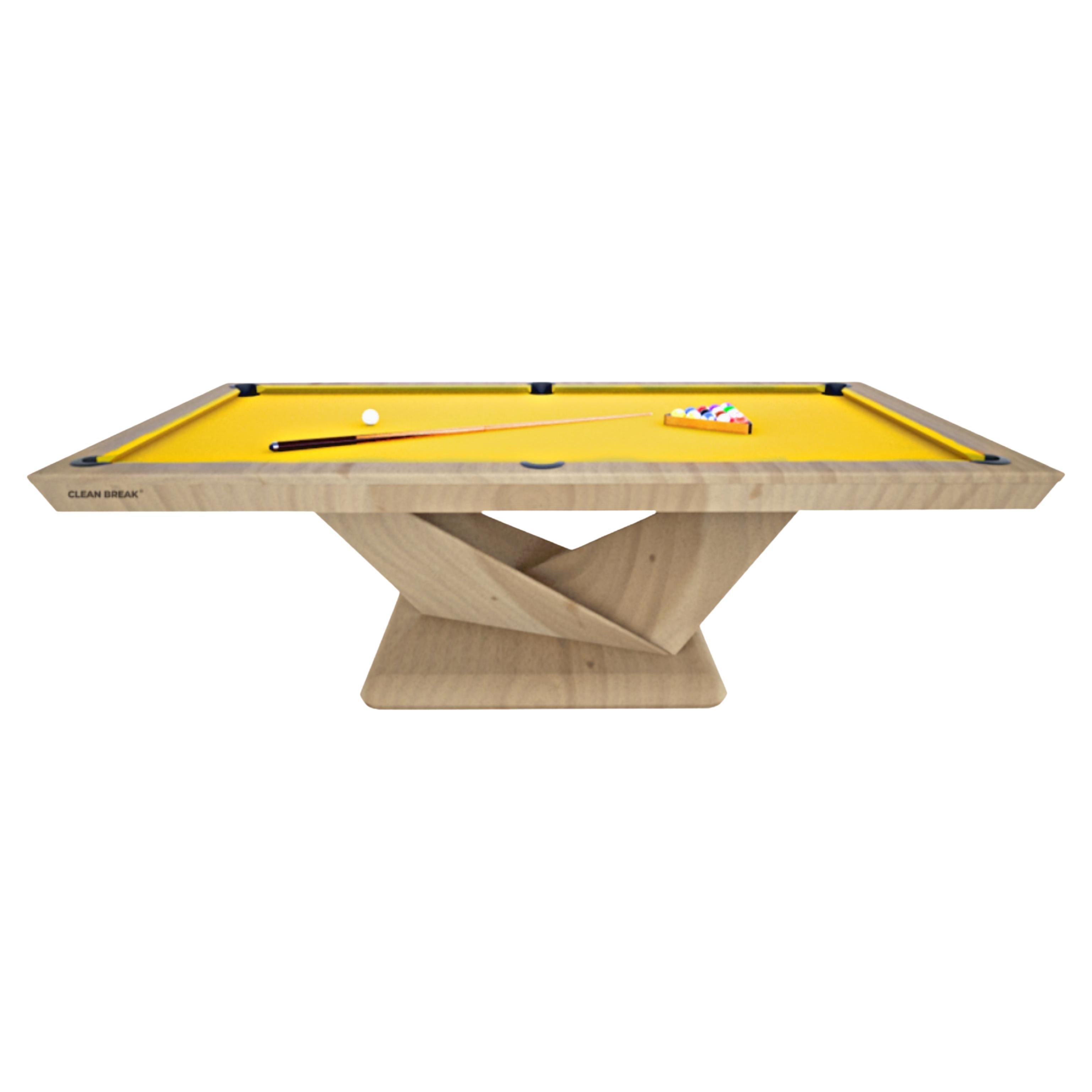 Contemporary Slate Pool Tables Modern Striking V-legs Design Solid Oak, Red Felt For Sale