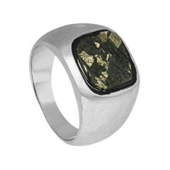 Bague de signalisation Pyrite en ardoise et argent sterling, taille M