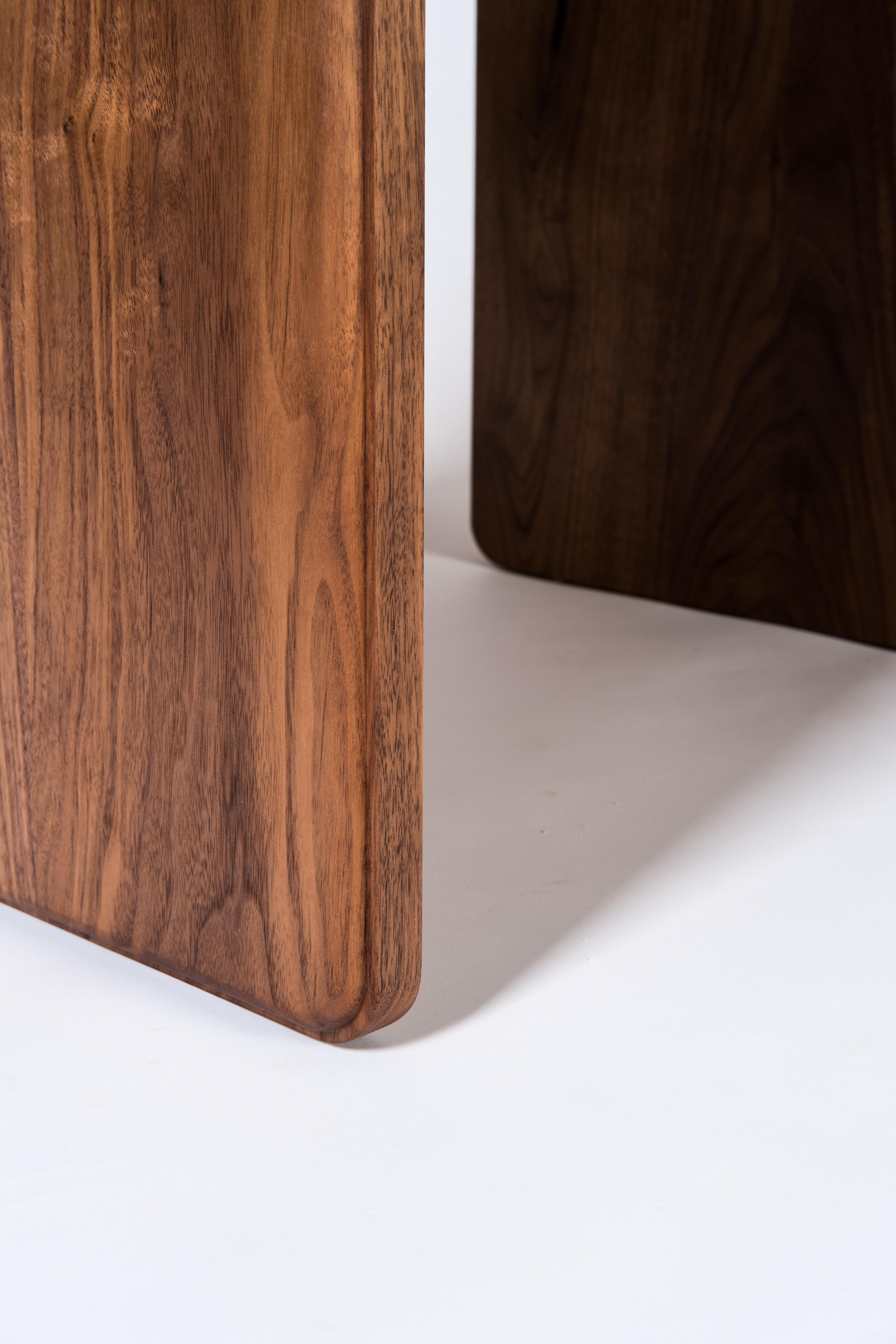 Modern Slate Side Table by Tretiak Works, Handmade Contemporary Walnut Nightstand For Sale