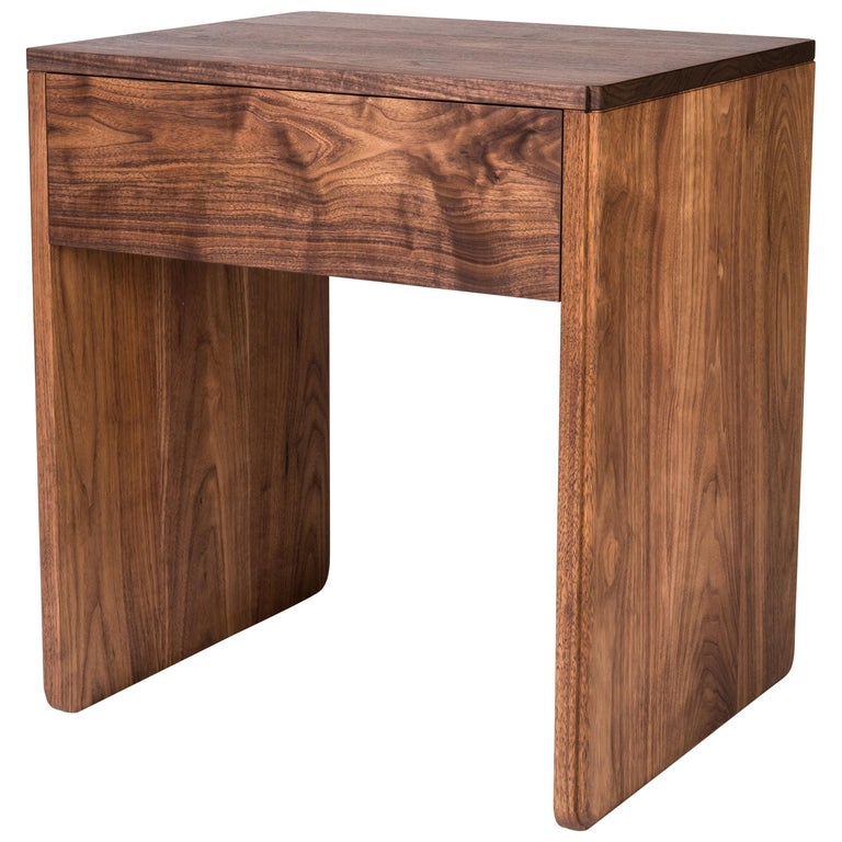 Slate Side Table by Tretiak Works, Handmade Contemporary Walnut Nightstand For Sale