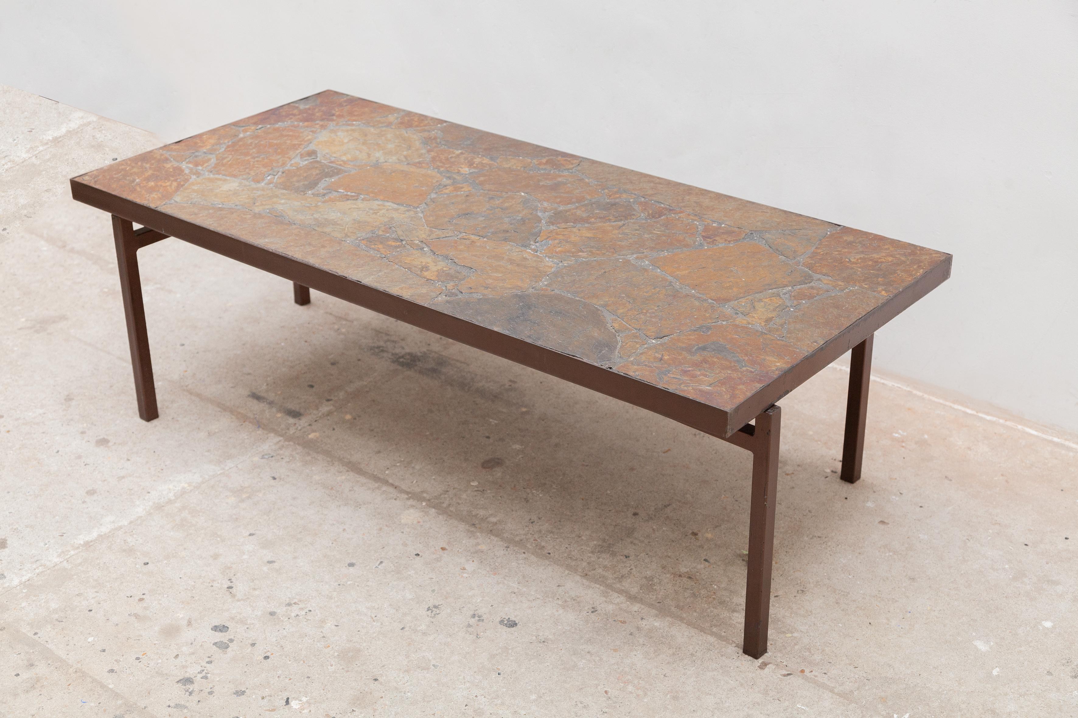 Mid-20th Century Slate Stone Brutalist Coffee Table, Dutch Design