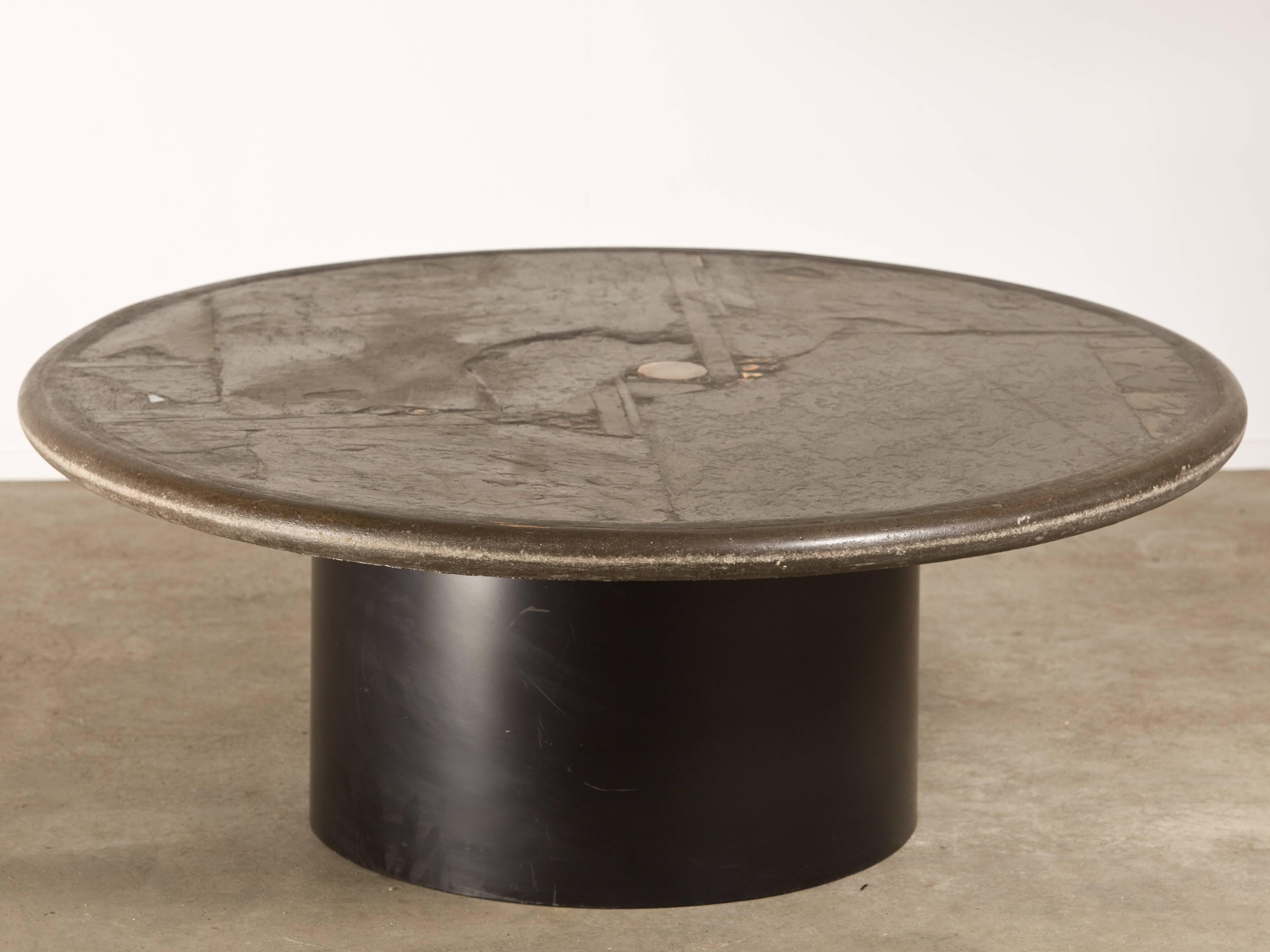 Brutalist Slate Stone Coffee Table by Paul Kingma For Sale