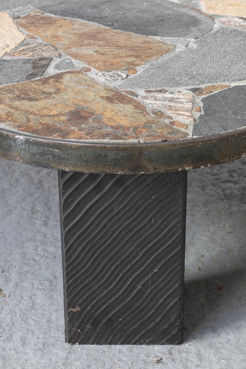 Slate Stone Flower-Shaped Coffee Table, Brutalist Design, 1950s 6