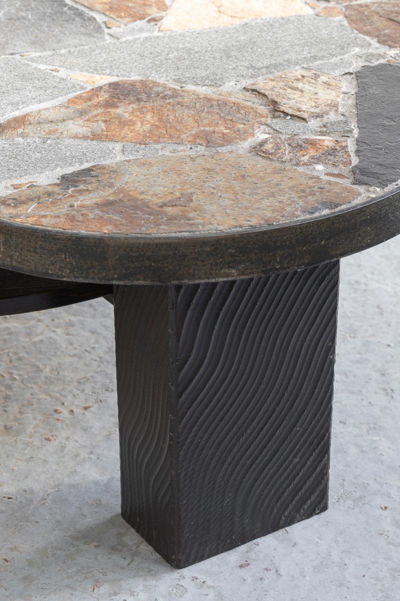 Slate Stone Flower-Shaped Coffee Table, Brutalist Design, 1950s 7