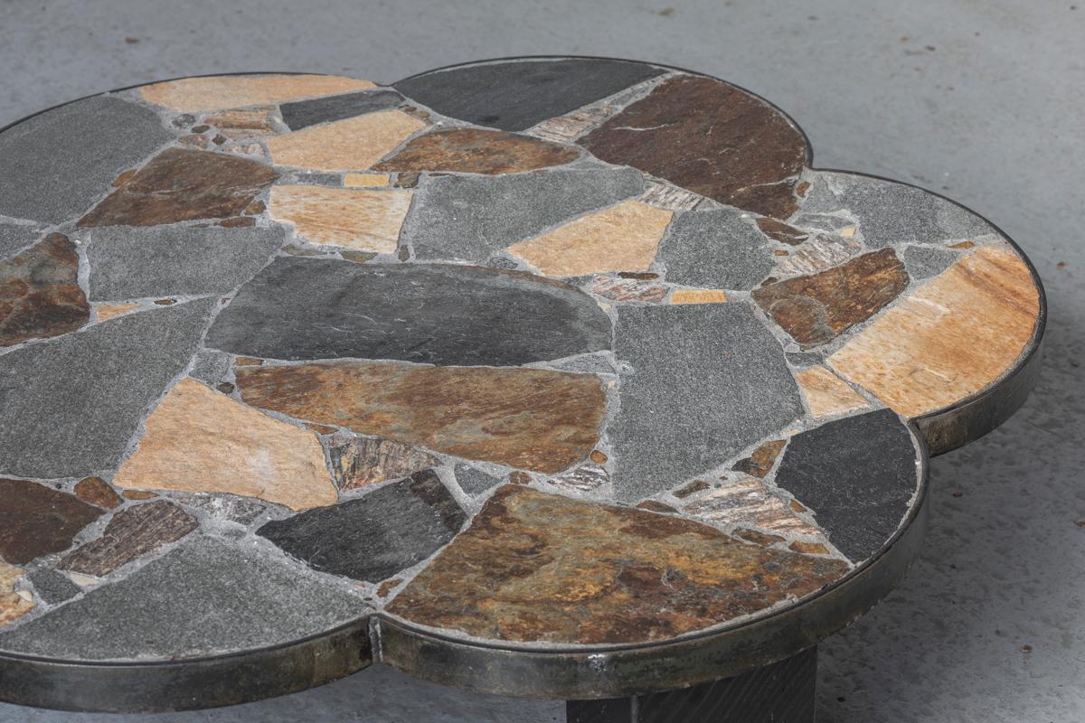 Slate Stone Flower-Shaped Coffee Table, Brutalist Design, 1950s 5
