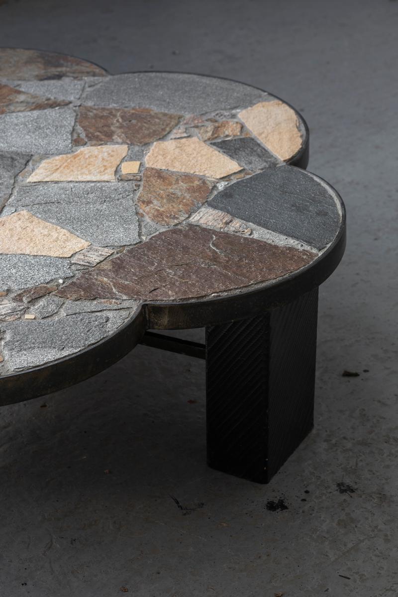 Slate Stone Flower-Shaped Coffee Table, Brutalist Design, 1950s 10