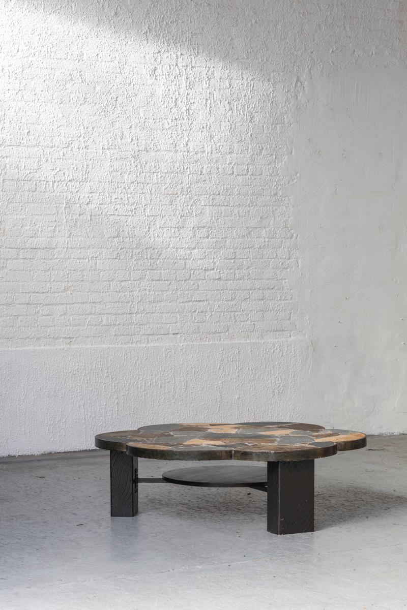 Slate Stone Flower-Shaped Coffee Table, Brutalist Design, 1950s 11