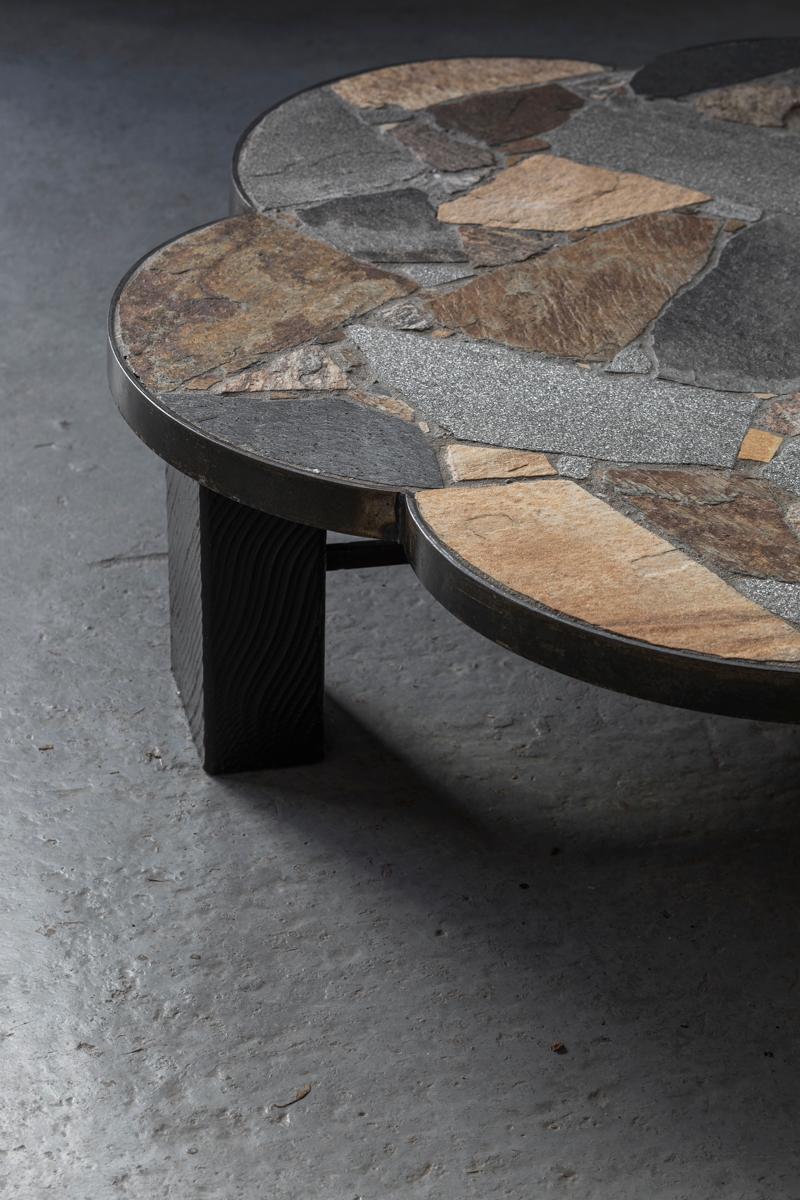 Slate Stone Flower-Shaped Coffee Table, Brutalist Design, 1950s In Good Condition In Antwerpen, BE