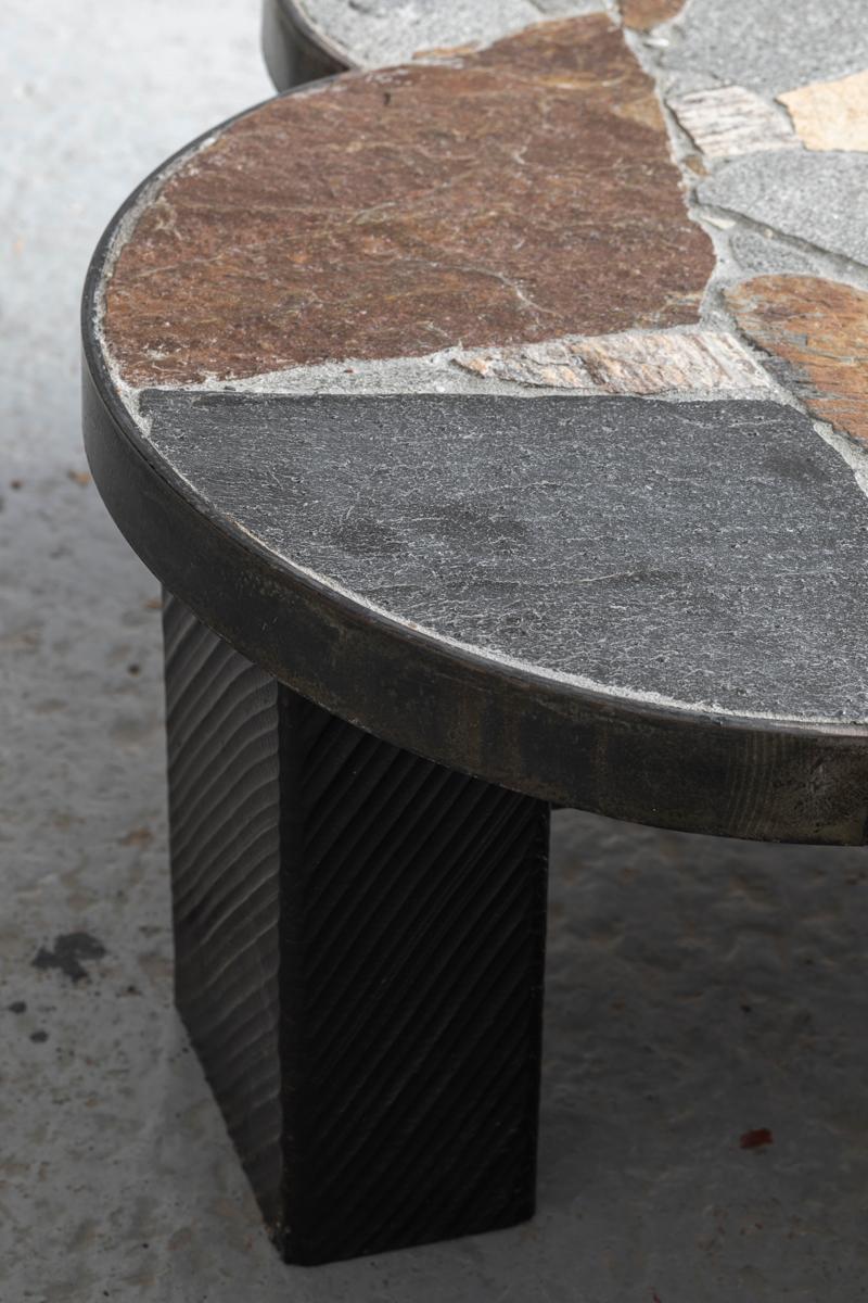 Slate Stone Flower-Shaped Coffee Table, Brutalist Design, 1950s 1