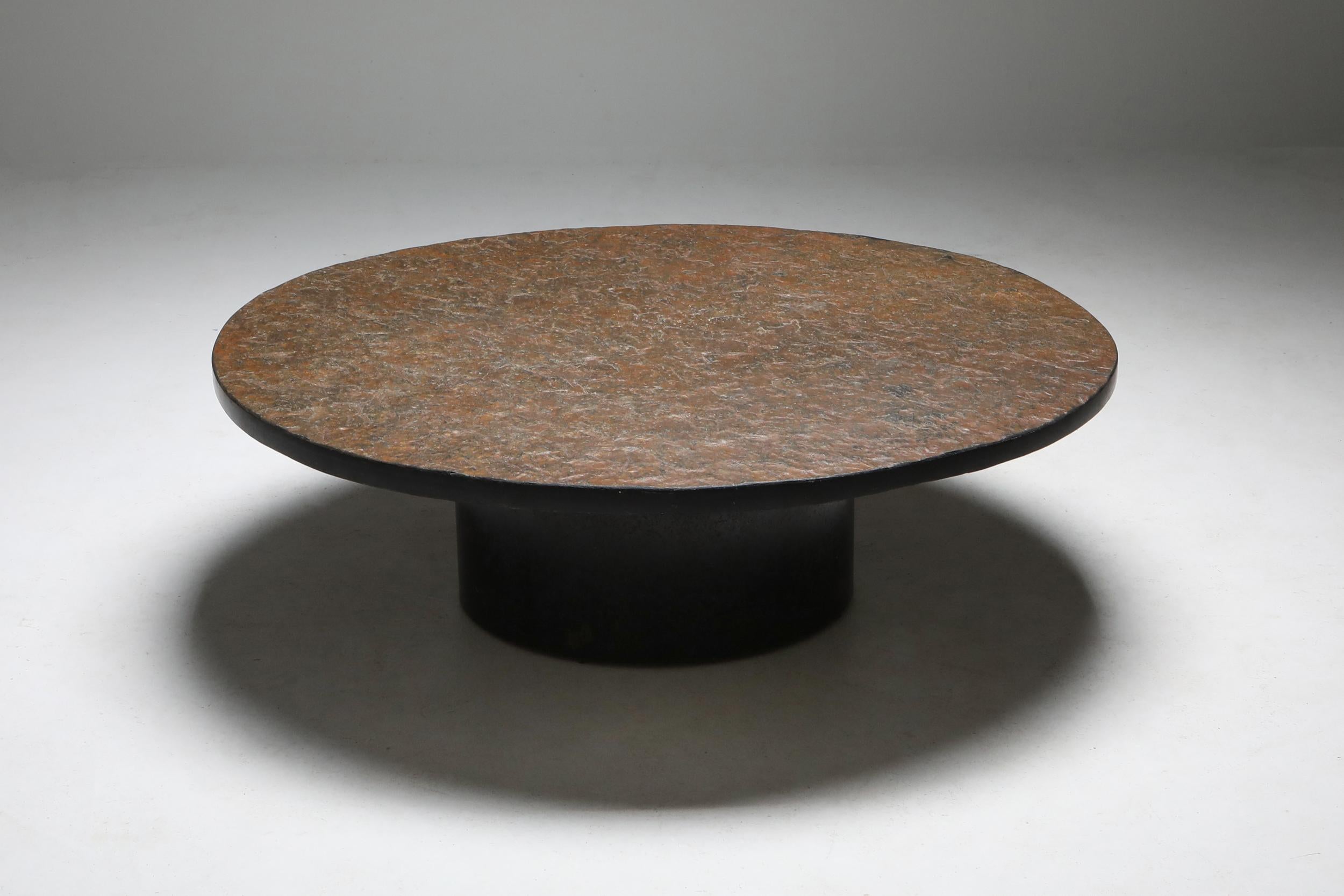 Rustic modern, Wabi sabi slate stone coffee table
Would fit well in a decor inspired by Axel Vervoordt or a more evocative interior by Kelly Wearstler.

           