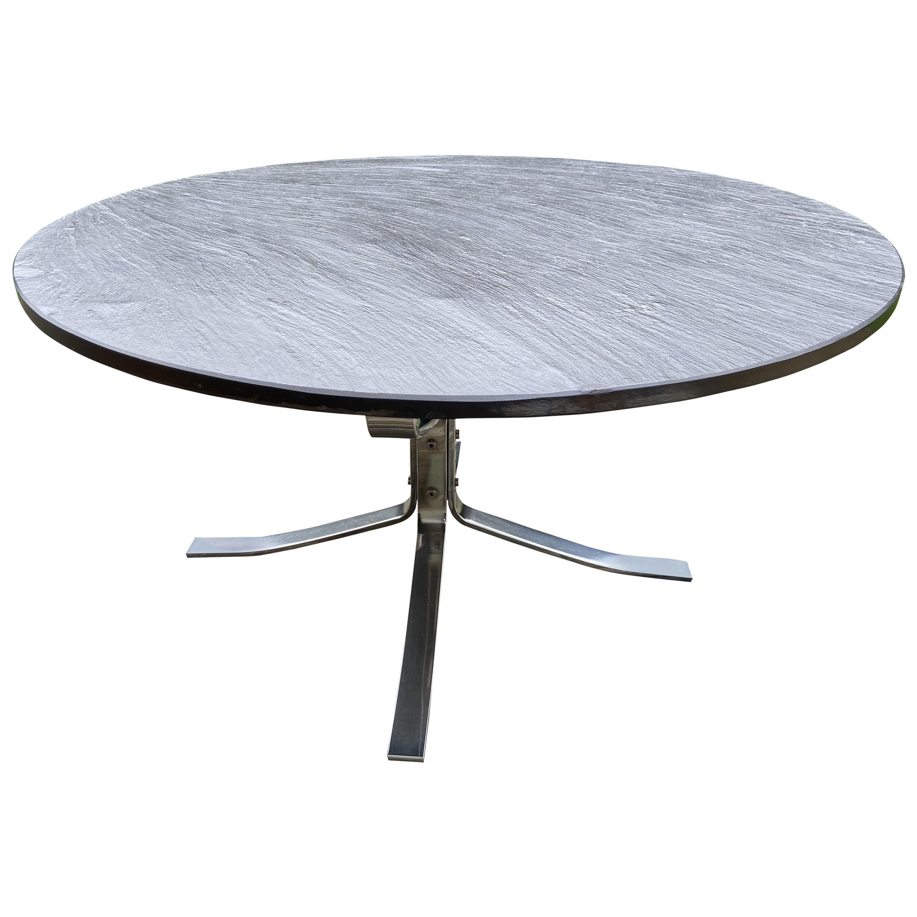 Slate Top 'Falcon' Side Table on Chrome Base by Sigurd Ressell for Vatne Møbler