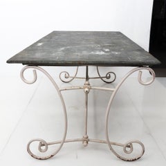 Vintage Slate Top Iron Garden Dining Table