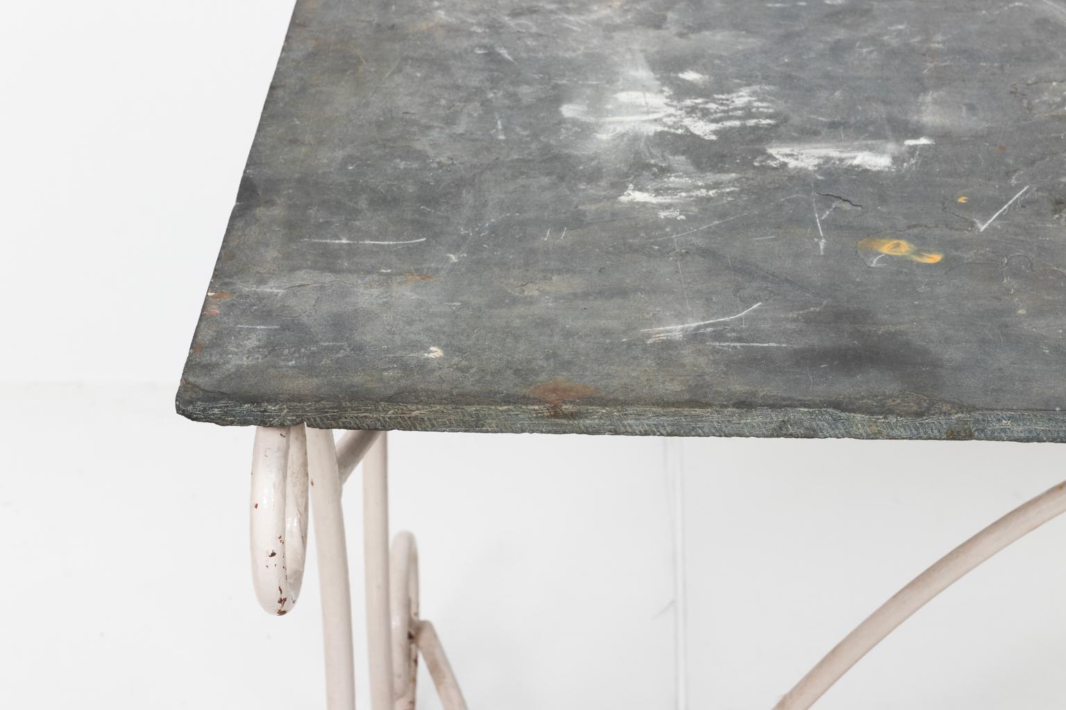 Painted Slate Top Garden Dining Table For Sale