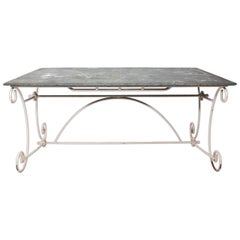 Vintage Slate Top Iron Garden Dining Table