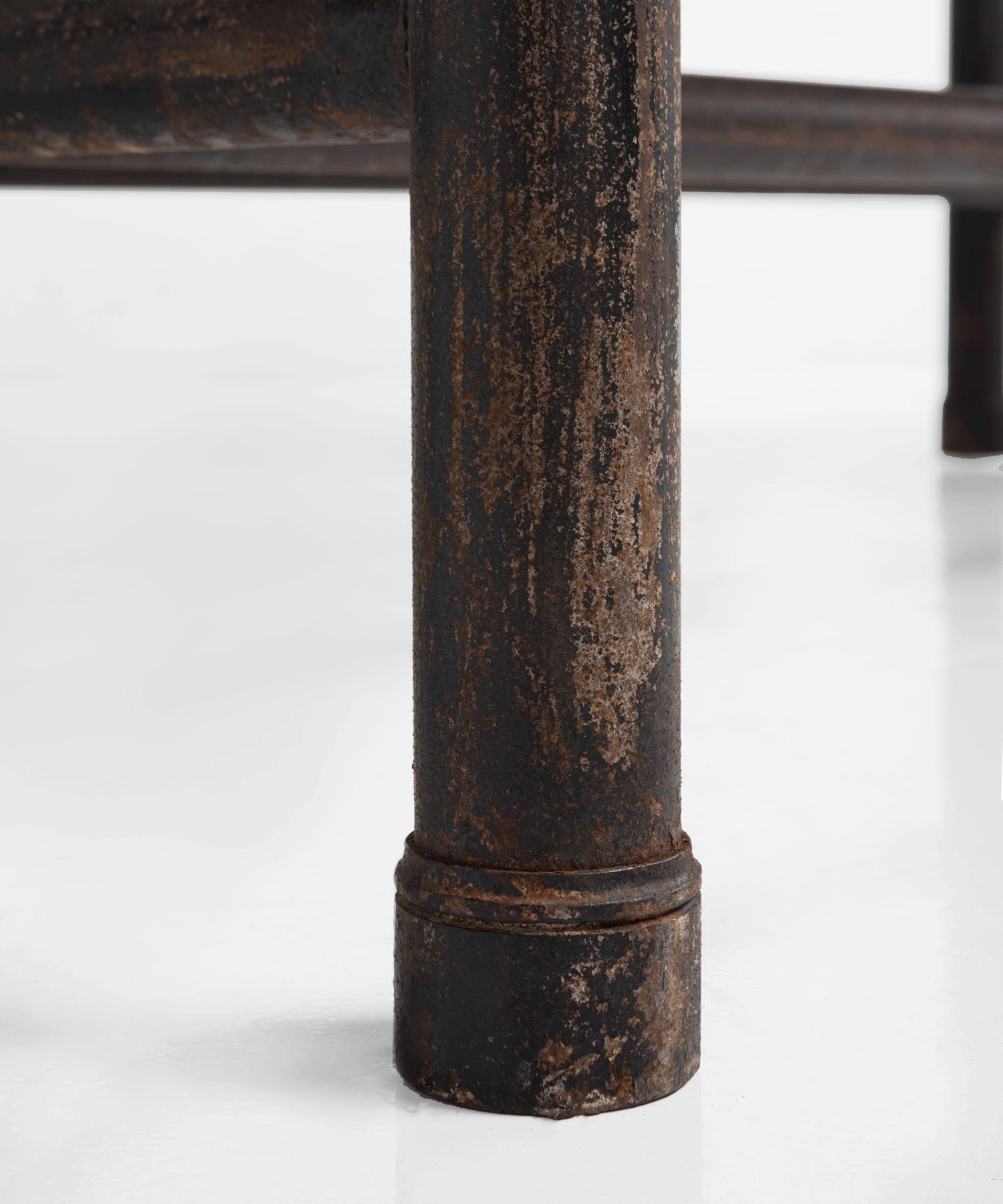 Industrial Slate Top and Metal Work Table, France, circa 1930