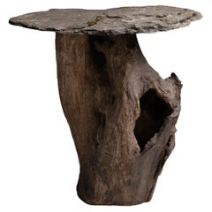 Slate & Tree Trunk Pedestal Table, France, circa 1900