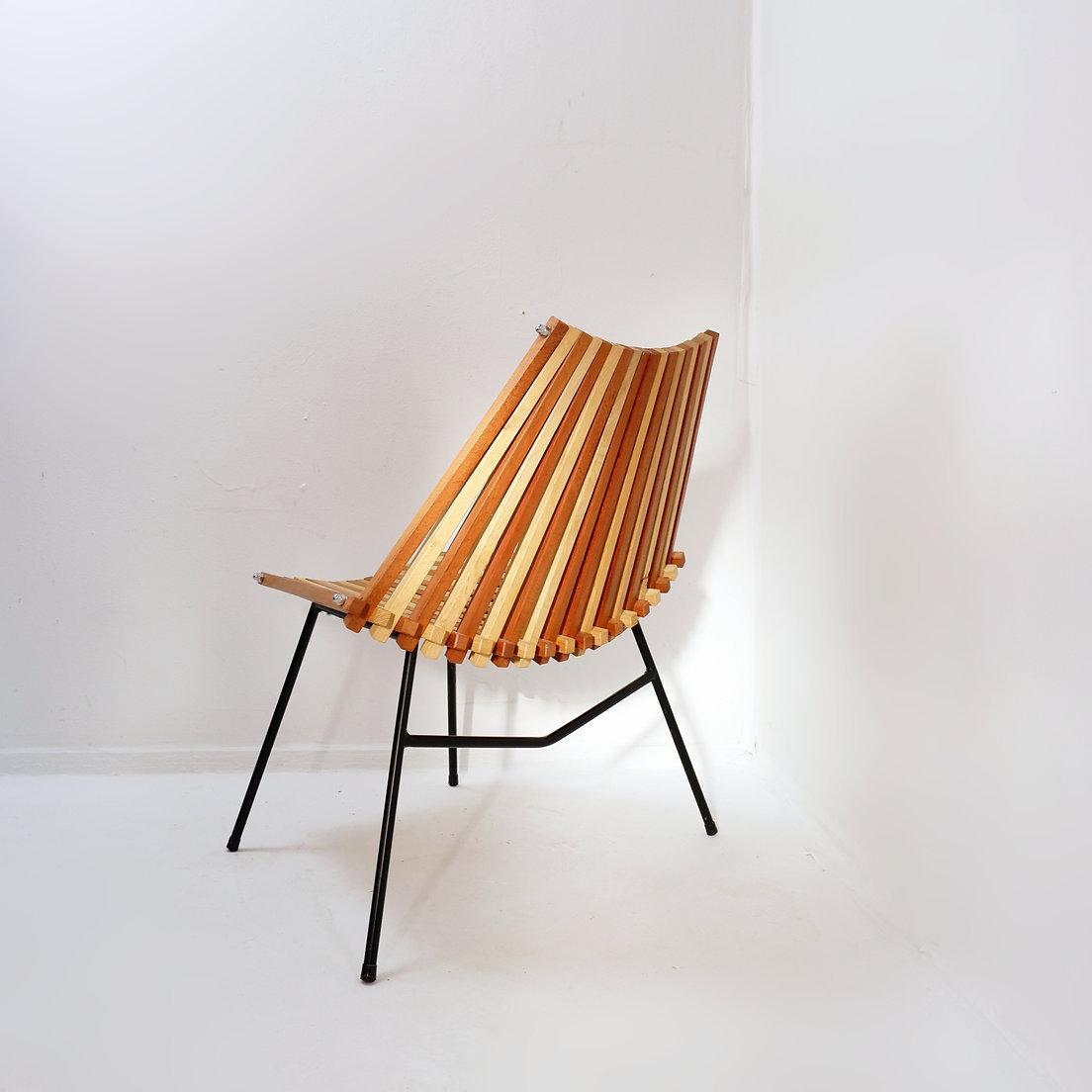 “slats” Side Chair chair in the style of Mod. 218 by Dirk Van Sliedregt for Rohé In Good Condition For Sale In Linkebeek, BE
