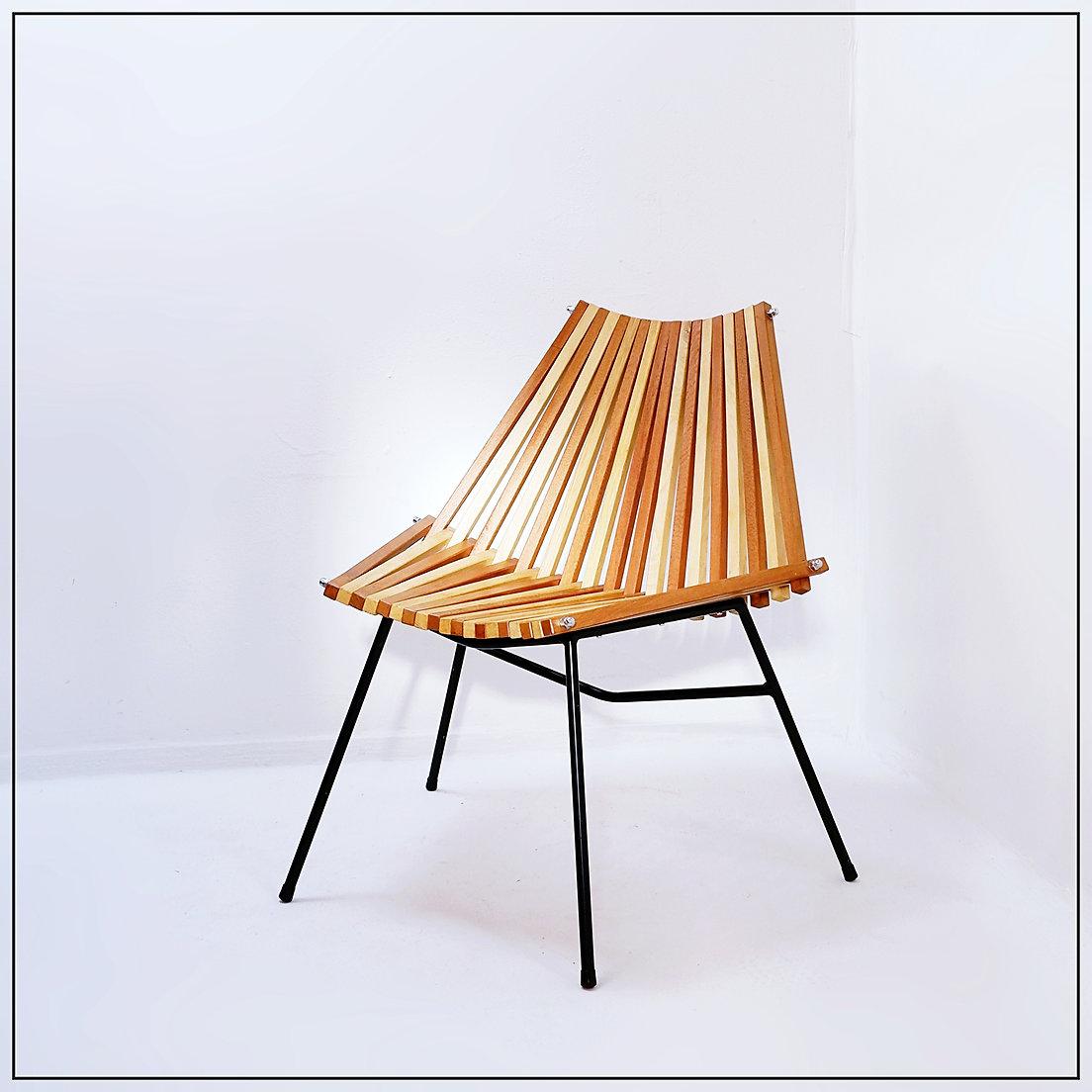“slats” Side Chair chair in the style of Mod. 218 by Dirk Van Sliedregt for Rohé For Sale 3