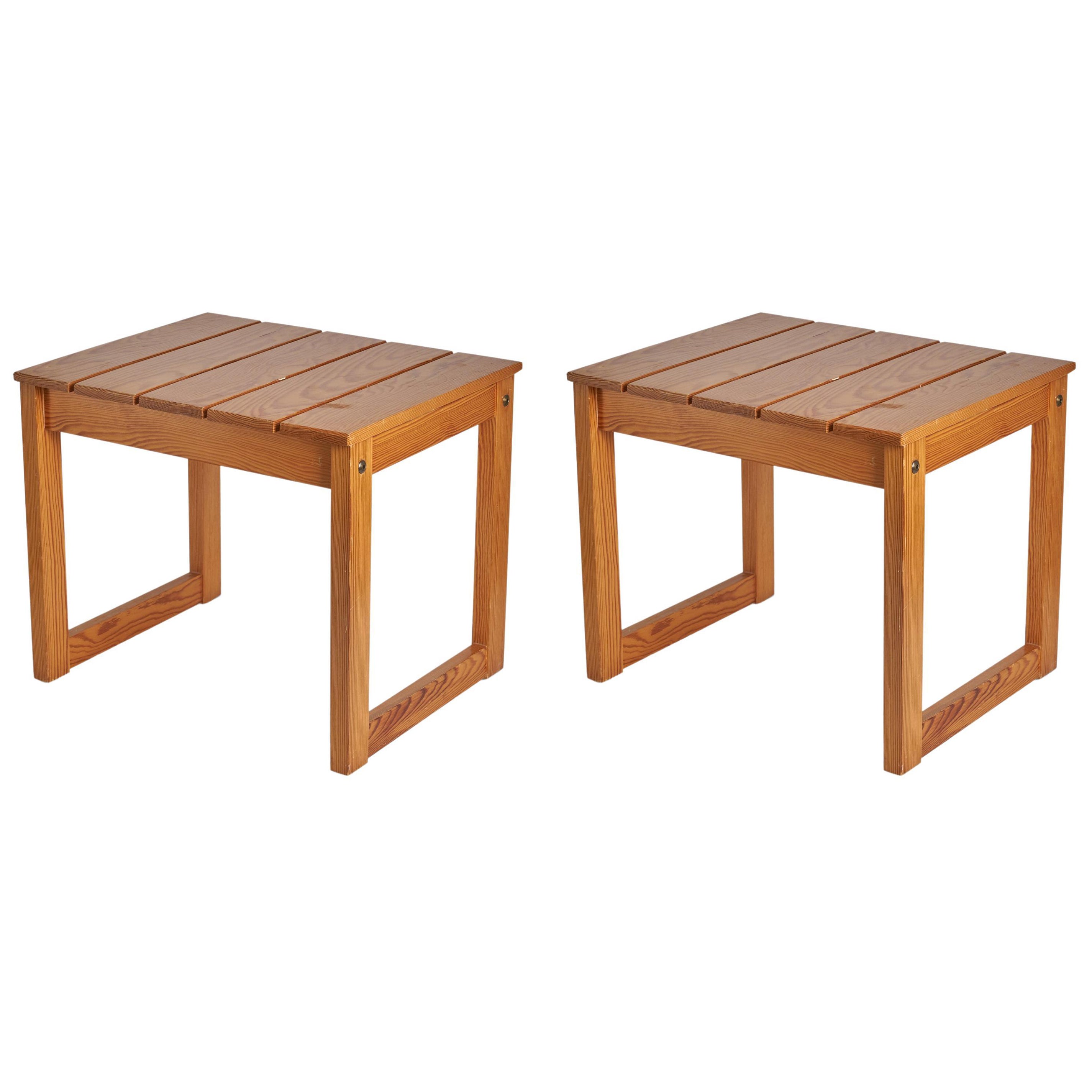Slätte Möbler, Hocker, Massivkiefer, Schweden, 1960er Jahre