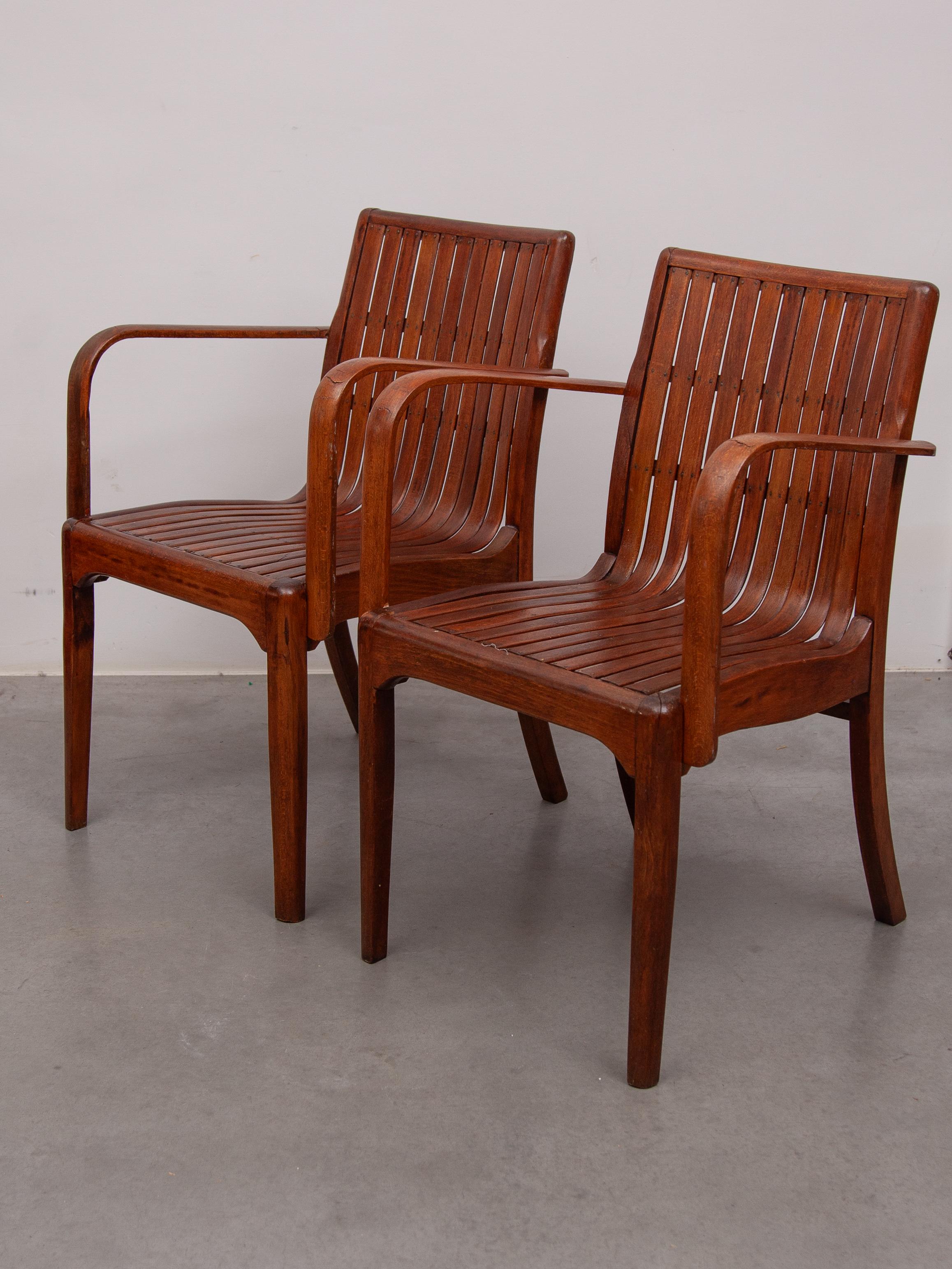 Fauteuil à lattes Art Nouveau conçu par Thonet Bon état - En vente à Antwerp, BE